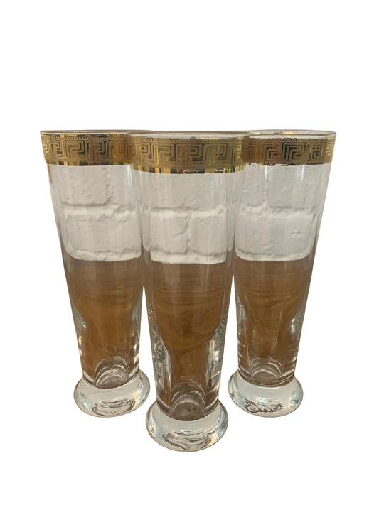 Vintage Hollywood Regency Gold Leaf Glass Set