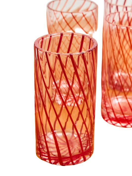 Vintage Hand-Blown Candy Cane Holiday Glasses