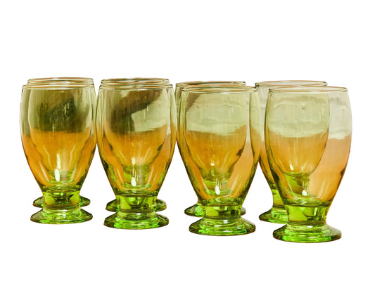 Vintage Cristar Copa Lexington Lime Green Goblets