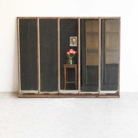 Vintage Iron Window Frame Wall Mirror