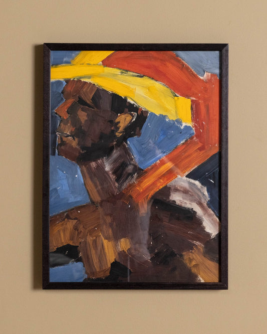 Vintage Expressionist Portrait with Yellow Hat
