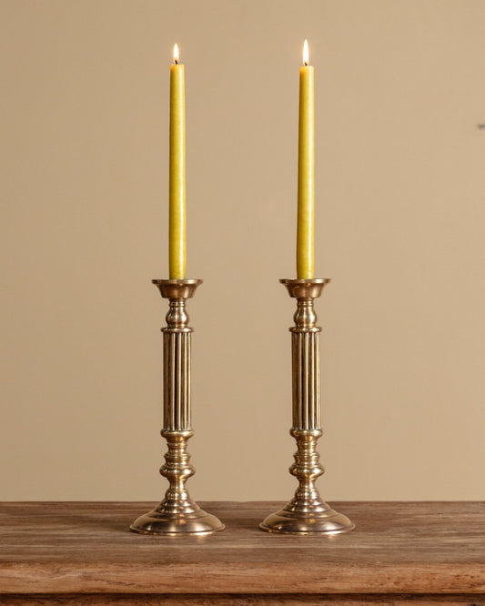 Vintage Brass Pillar Candleholders