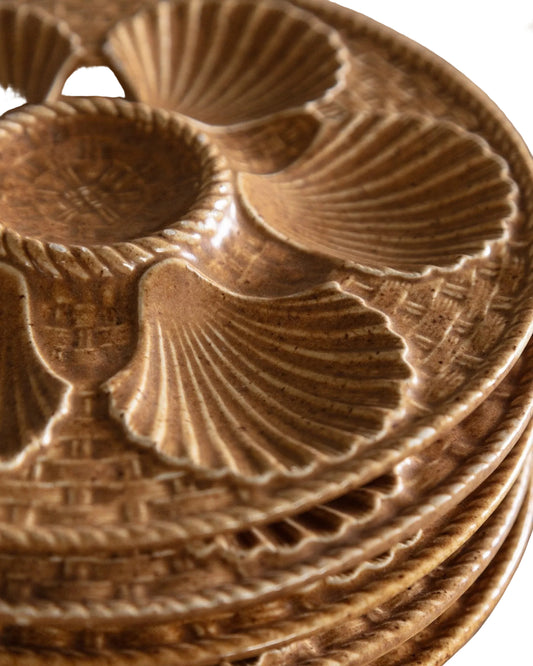Vintage Ochre Ceramic Oyster Plates