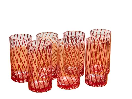 Vintage Hand-Blown Candy Cane Holiday Glasses