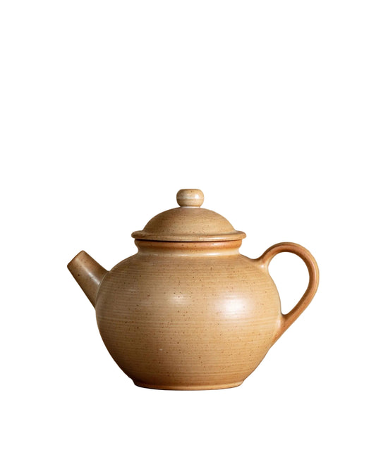 Vintage Bisque Speckled Stoneware Teapot | France, 1970s