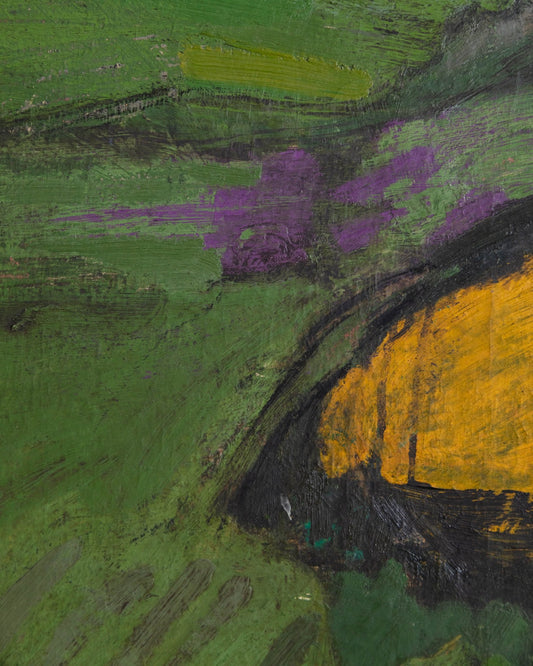 Vintage Abstract Landscape Oil Painting by Leon Goldin