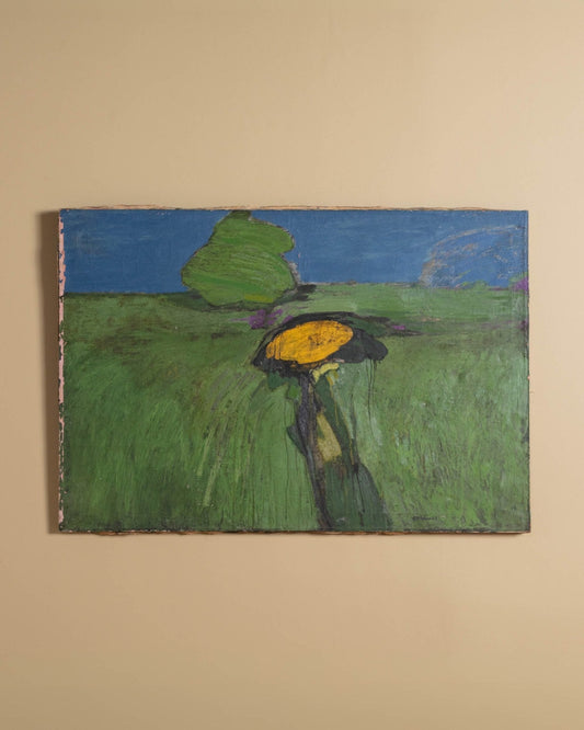 Vintage Abstract Landscape Oil Painting by Leon Goldin