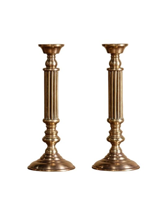 Vintage Brass Pillar Candleholders