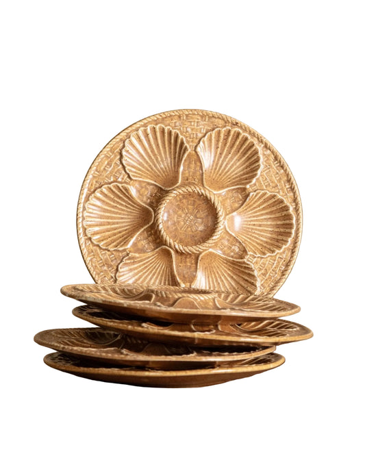 Vintage Ochre Ceramic Oyster Plates